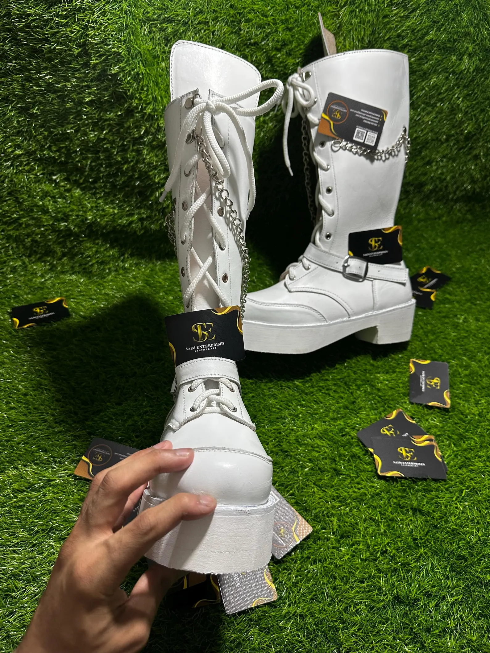 Handmade Gothic Wedge Punk Knee-High Platform Boots - Image 14