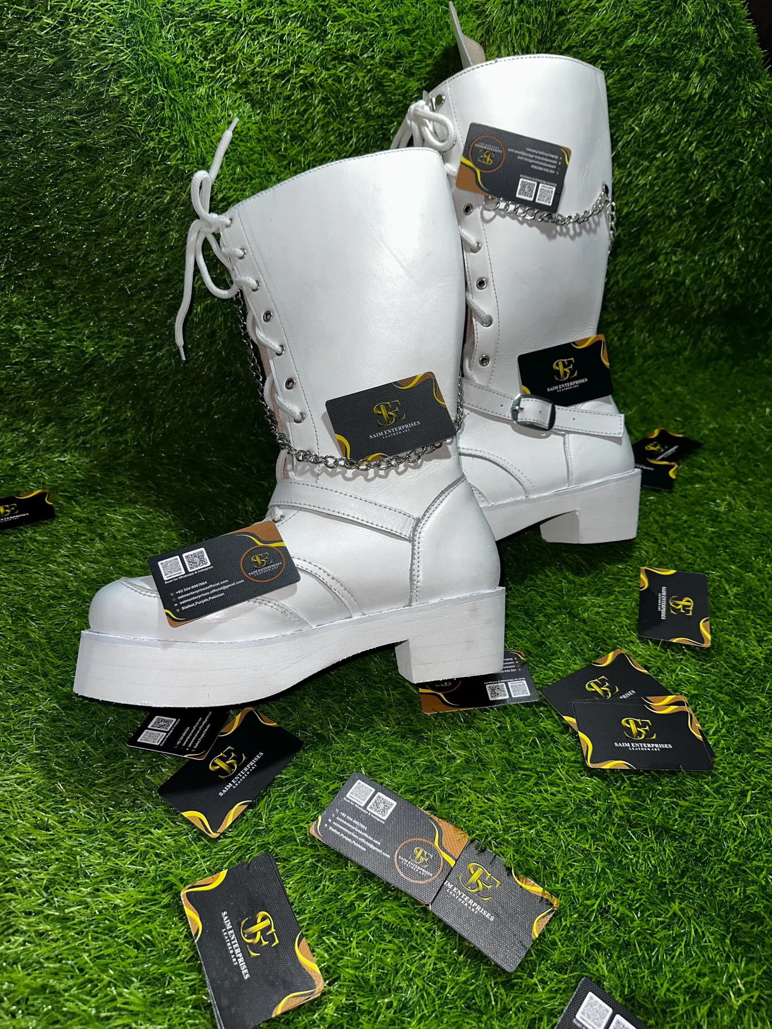 Handmade Gothic Wedge Punk Knee-High Platform Boots - Image 2