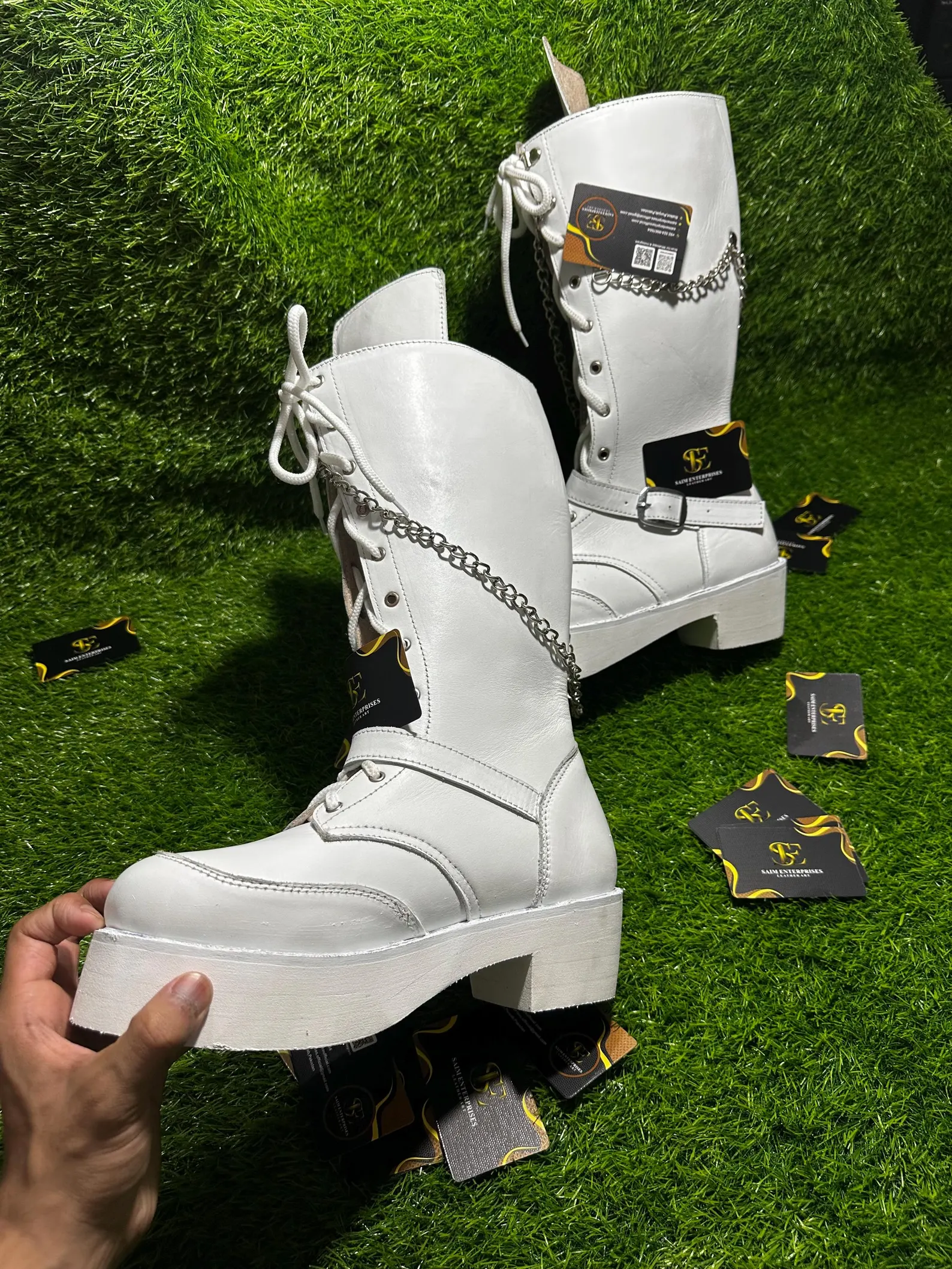 Handmade Gothic Wedge Punk Knee-High Platform Boots
