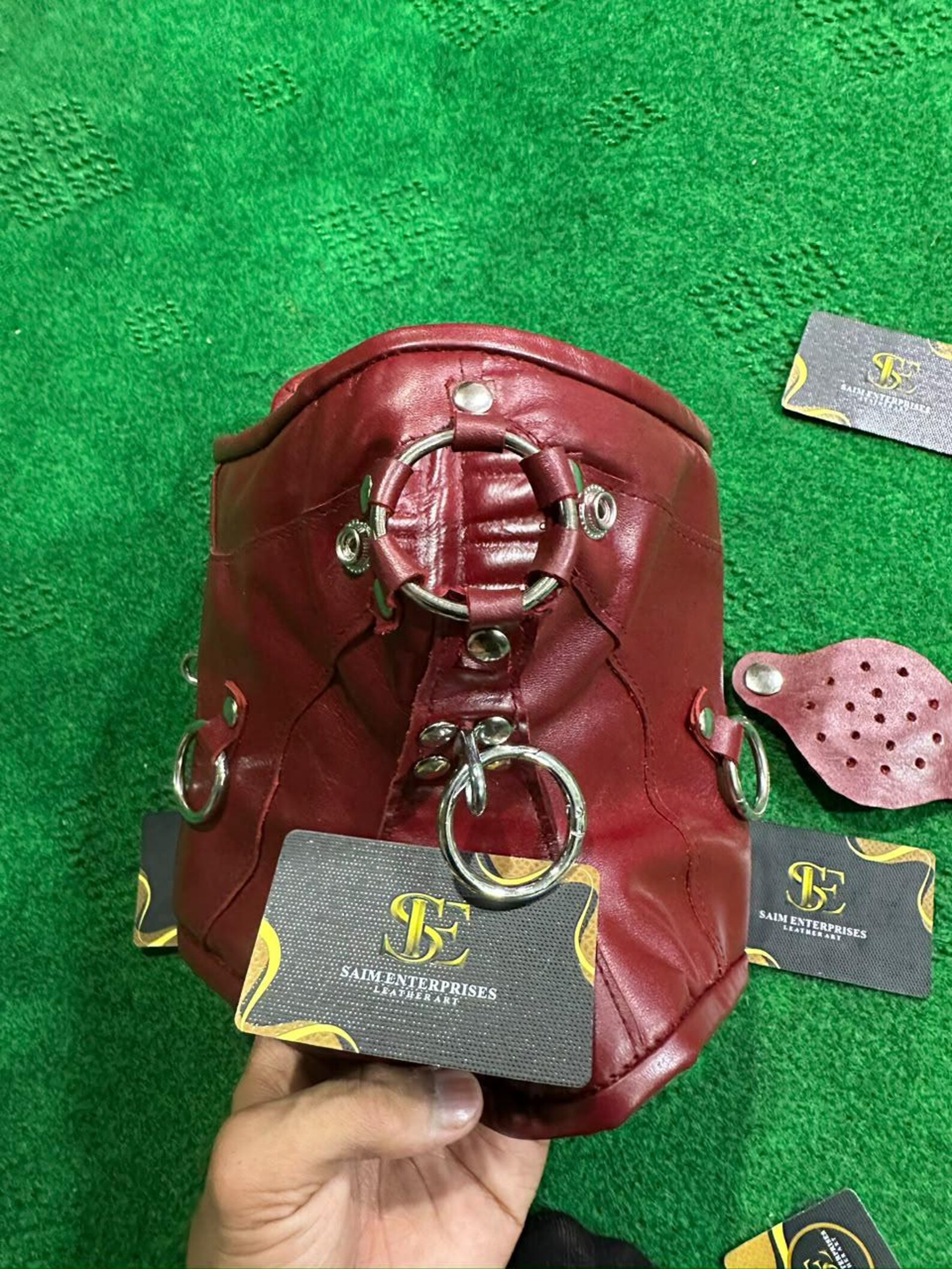 Steampunk Red Leather Detachable Mouth Panel Neck Collar